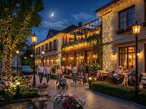 Подсветка фасадов ресторанов, кафе